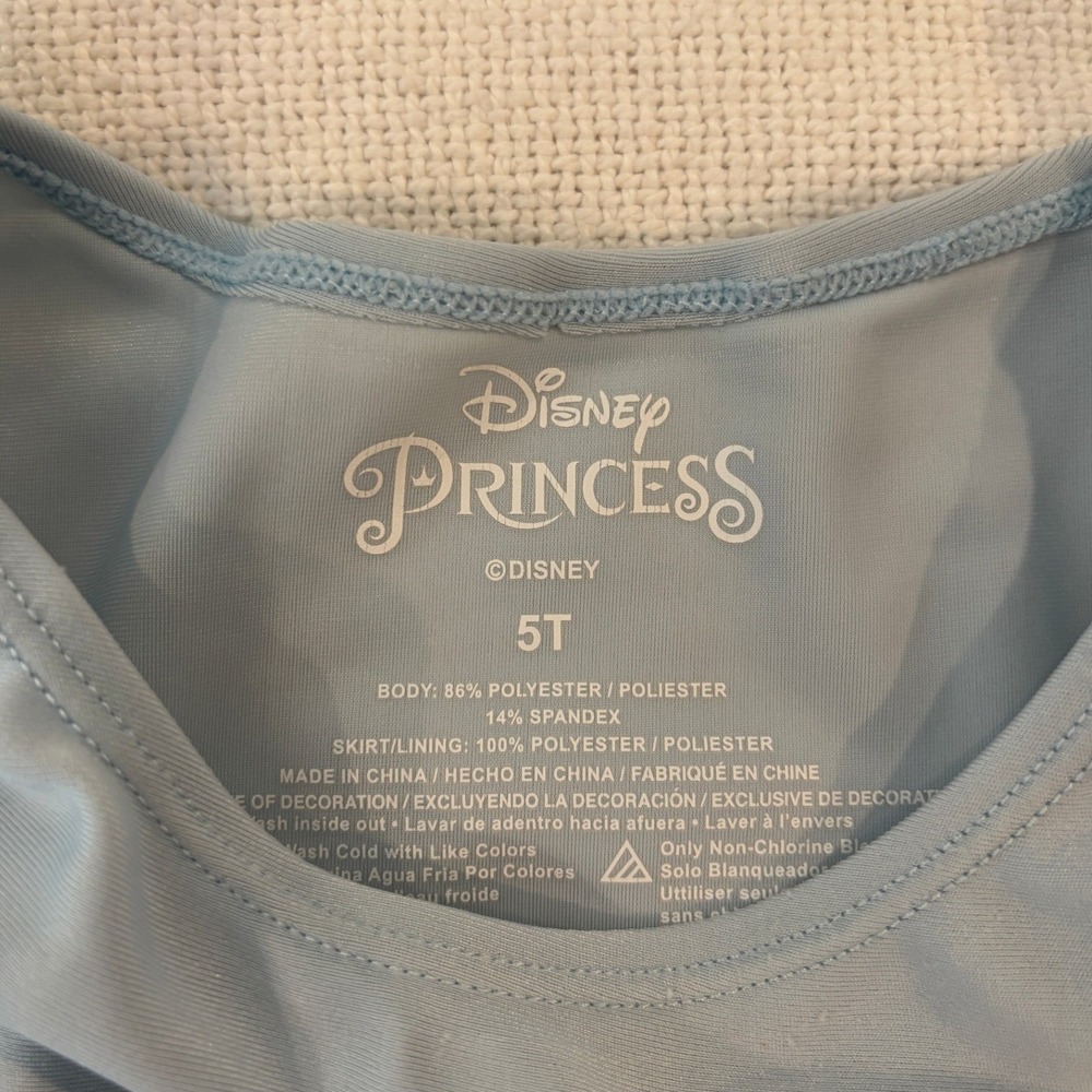 Disney Cinderella Tutu Costume Dress Light Blue Sparkle Leotard Dress Girls 5T - Picture 3 of 6